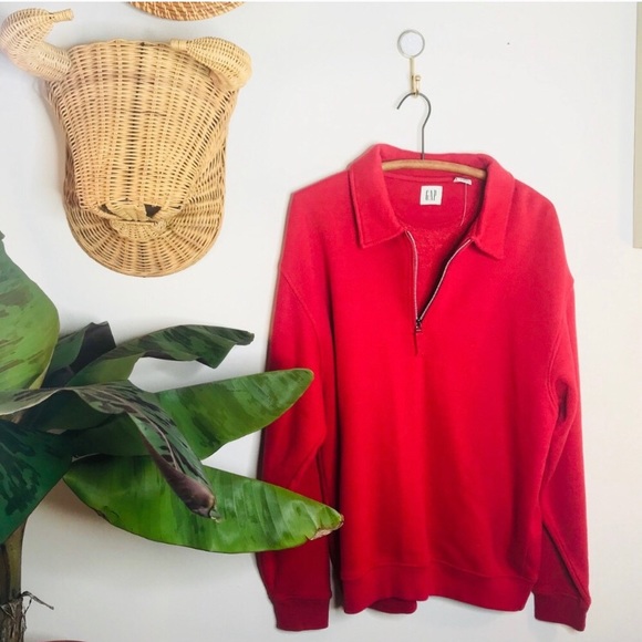 vsco 90s GAP red oversized boyfriend pullover - Picture 4 of 5